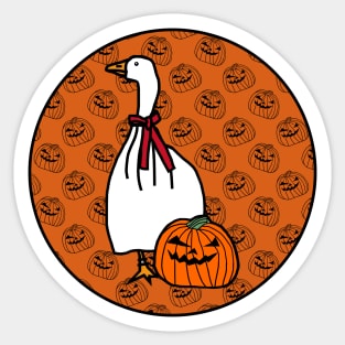 Halloween Horror Goose Gamer Orange Round Sticker